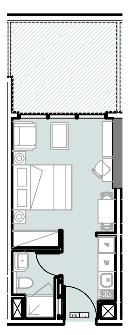 Verdana III Studio floor plan, 397 sqft