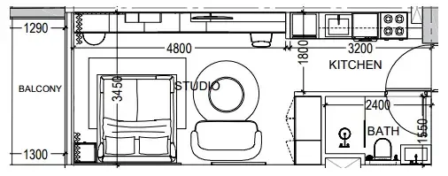 Al Haseen Residences 6 Studio floor plan, 393 sqft