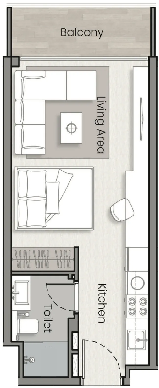 Havelock Heights Studio floor plan, 375 sqft