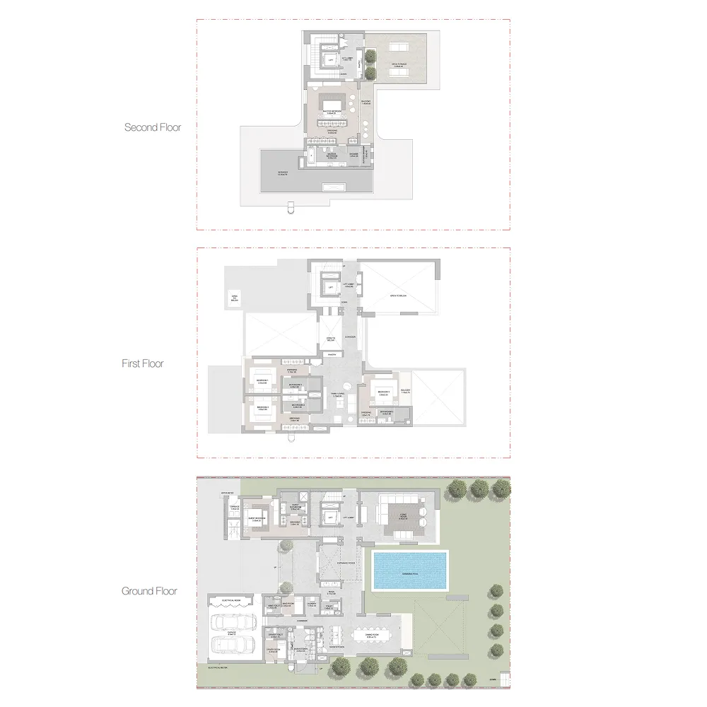Sobha Siniya Island Villas Phases 1 and 2 5 bed floor plan, 7,388 sqft