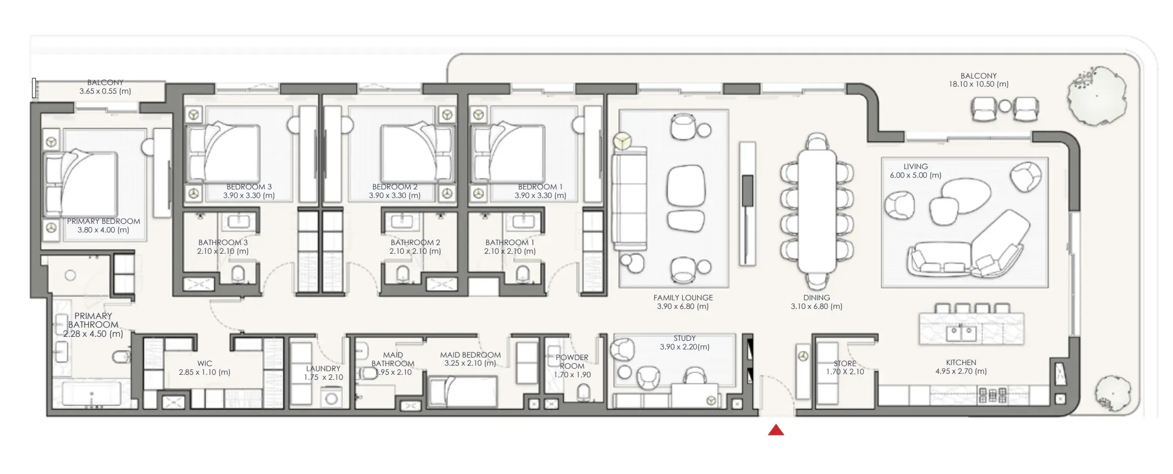 Palm Central Private Residences Phase 2 4 bed floor plan, 3,409 sqft