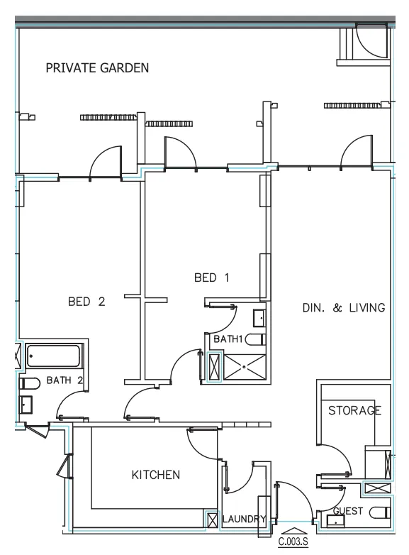 Janayen Avenue 2 bed floor plan, 1,999 sqft