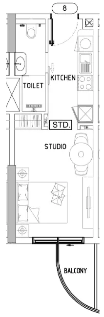 Damac Lagoons Views Phase 3 Studio floor plan, 333 sqft