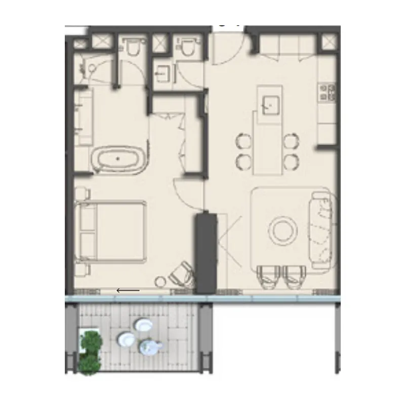 The Symphony by Imtiaz 1 bed floor plan, 696 – 849 sqft