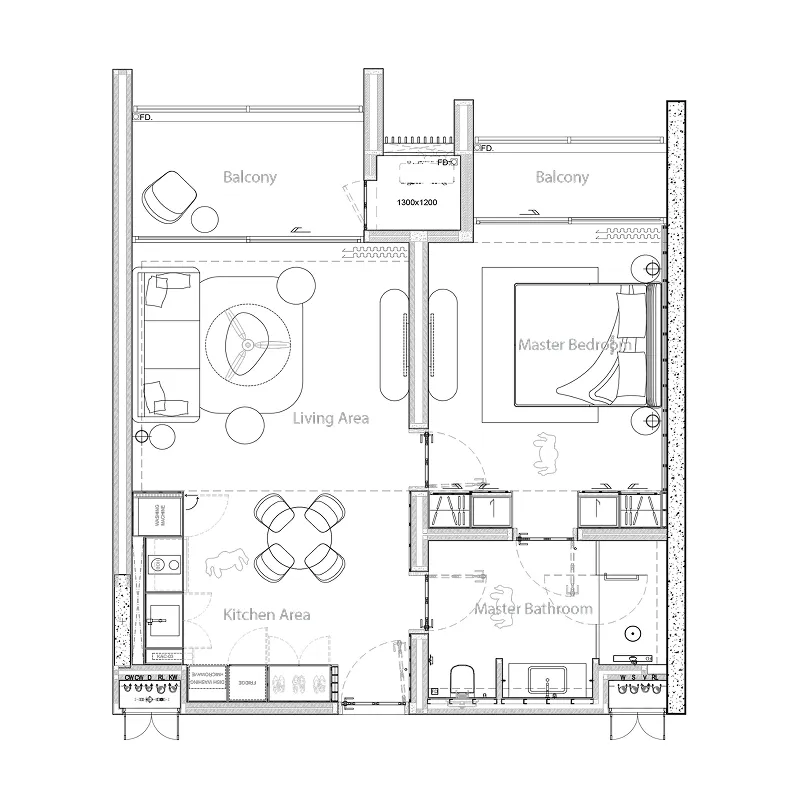 Gardens of Eden - Lake Residences 1 bed floor plan, 835 sqft