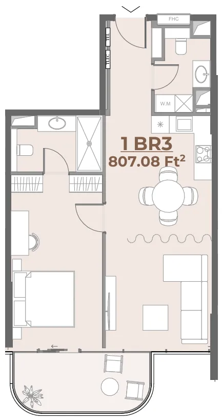 House of WELL 1 bed floor plan, 811 sqft