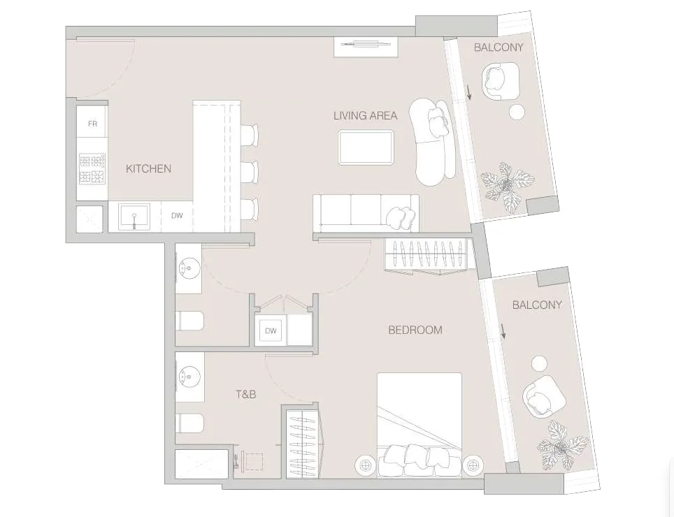W1NNER Tower 2 bed floor plan, 1,254 sqft