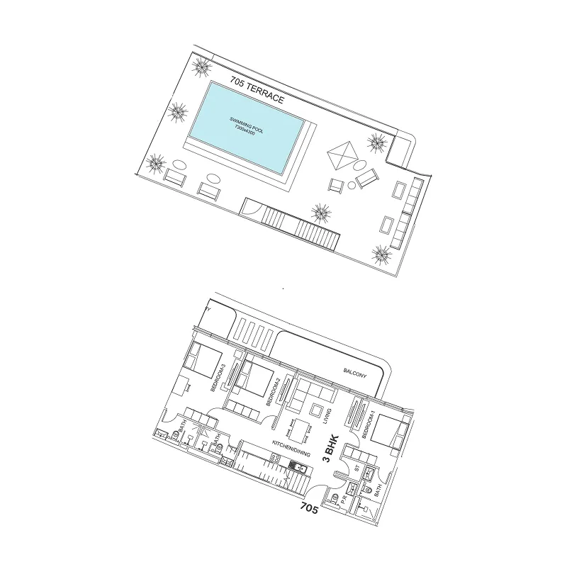 Villa Del Garda 3 bed floor plan, 3,406 sqft