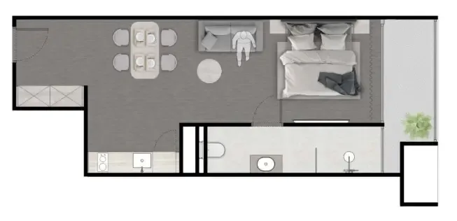 Next Point Condominium Studio floor plan, 538 sqft