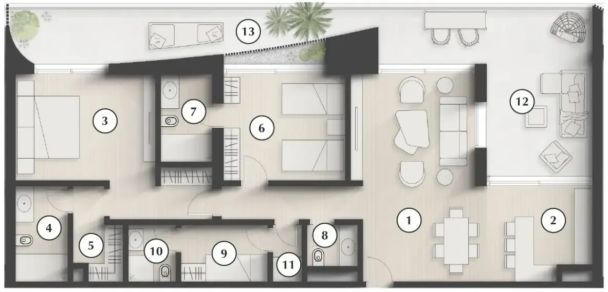 Lunaya Terraces 2 bed floor plan, 1,817 sqft