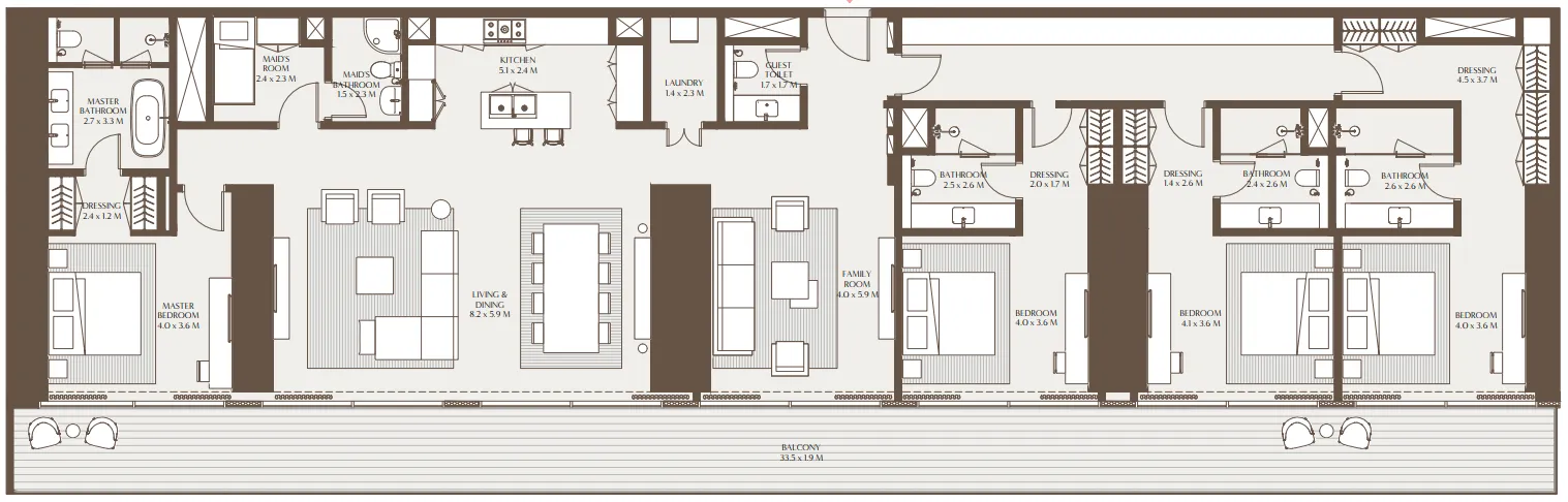 Akala Residences 4 bed floor plan, 3,648 sqft