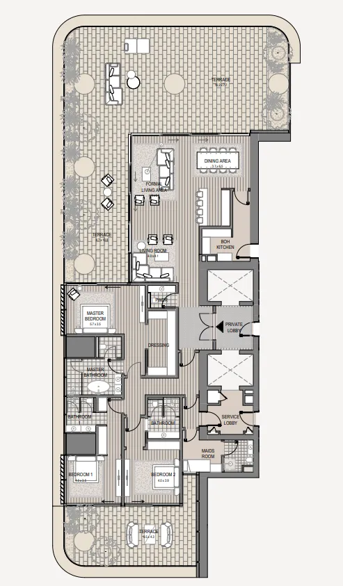 Vela Viento 3 bed floor plan, 5,430 sqft