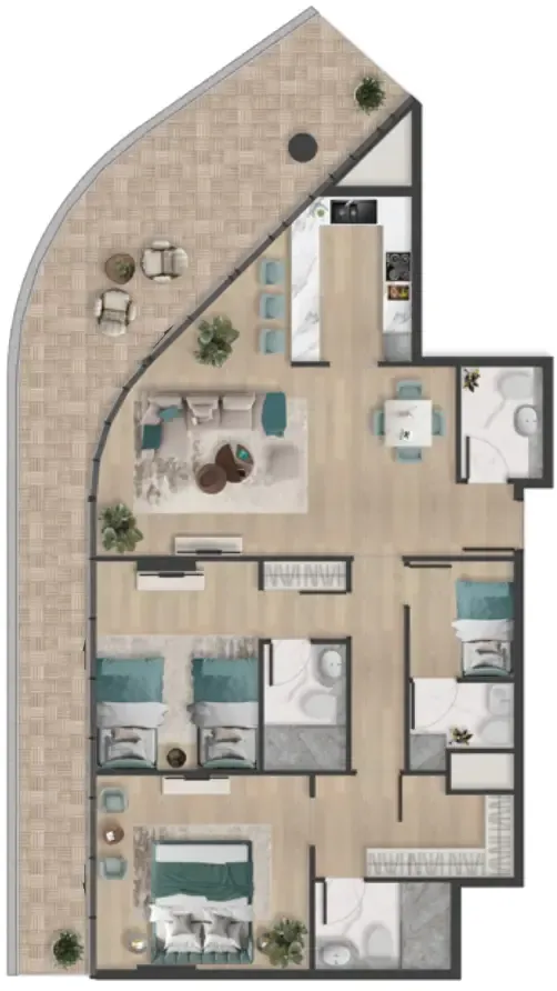 Pelagia 2 bed floor plan, 1,799 sqft