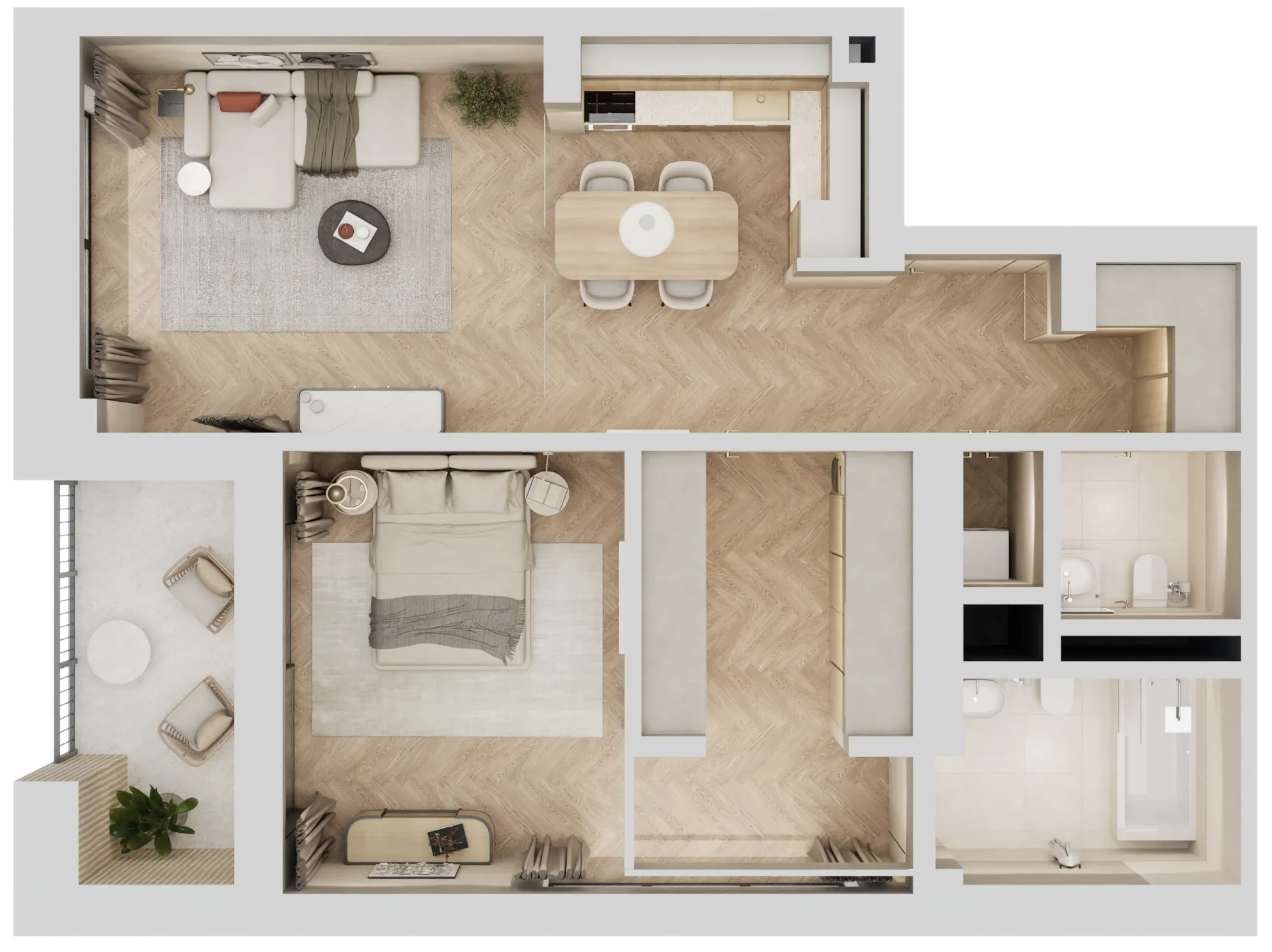 Arisha Terraces 1 bed floor plan, 873 sqft