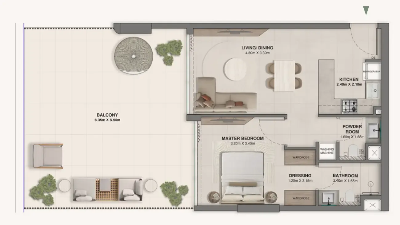Woodland Crest 1 bed floor plan, 1,027 sqft
