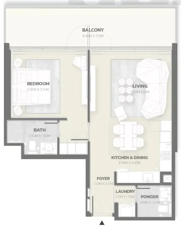 Tonino Lamborghini Residences 1 bed floor plan, 909 sqft