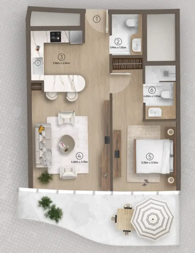 Azure by Lapis 1 bed floor plan, 766 sqft