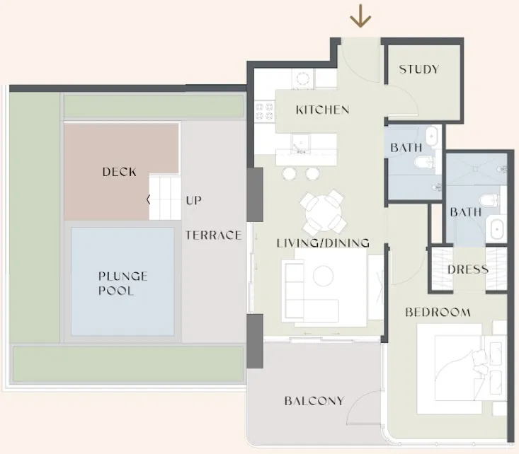Chelsea Gardens 1 bed floor plan, 1,397 sqft