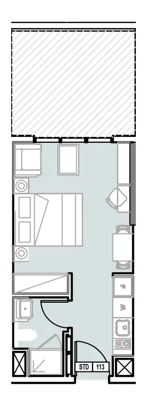 Verdana III Studio floor plan, 397 sqft
