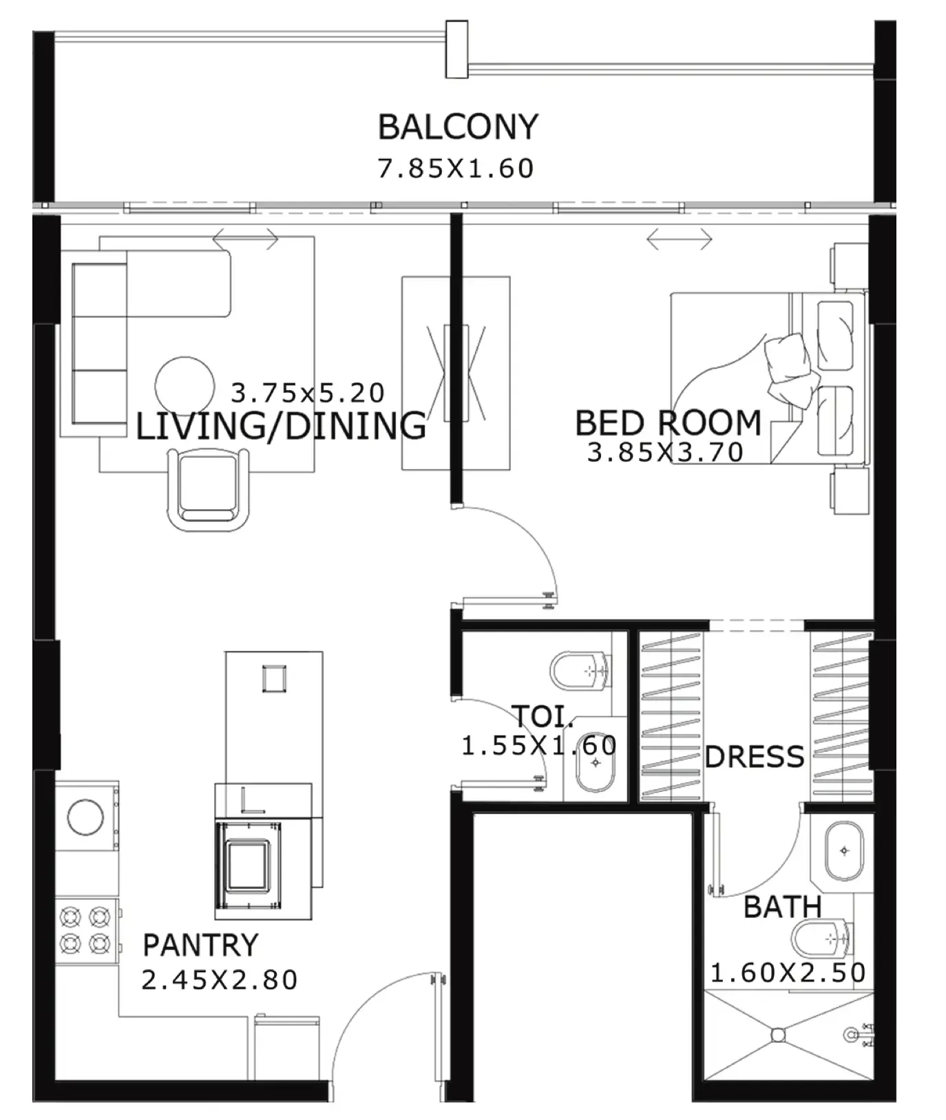 Belle Rêve 1 bed floor plan, 752 – 767 sqft