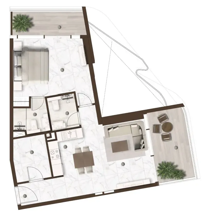 Onda by Kasco 1 bed floor plan, 668 sqft