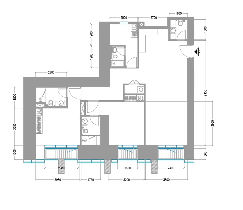 Tiger Sky Tower 2 bed floor plan, 1,481 – 1,559 sqft
