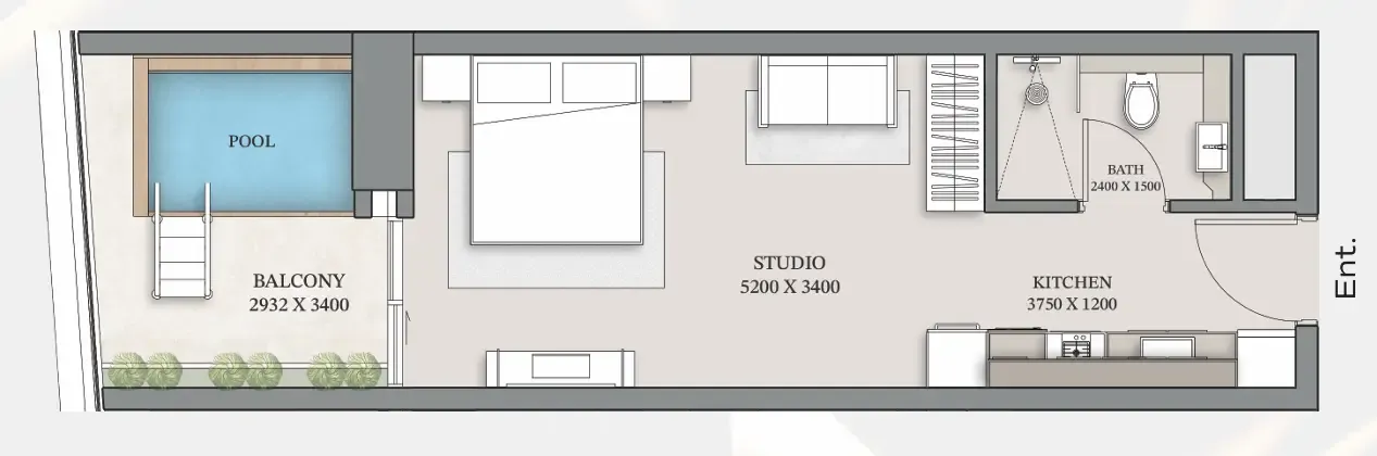 Empire Gardens Studio floor plan, 466 – 475 sqft