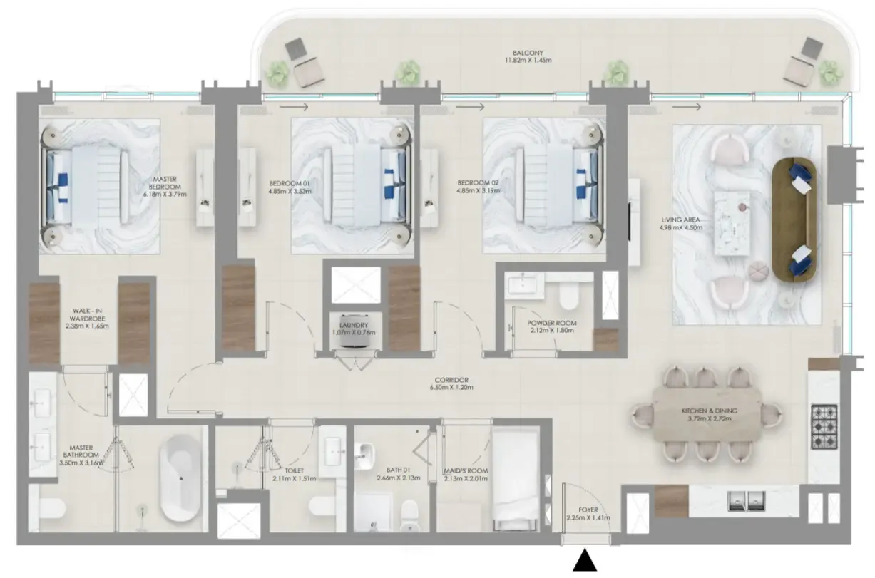 Baystar by Vida 3 bed floor plan, 1,701 sqft