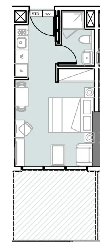 Verdana III Studio floor plan, 394 sqft
