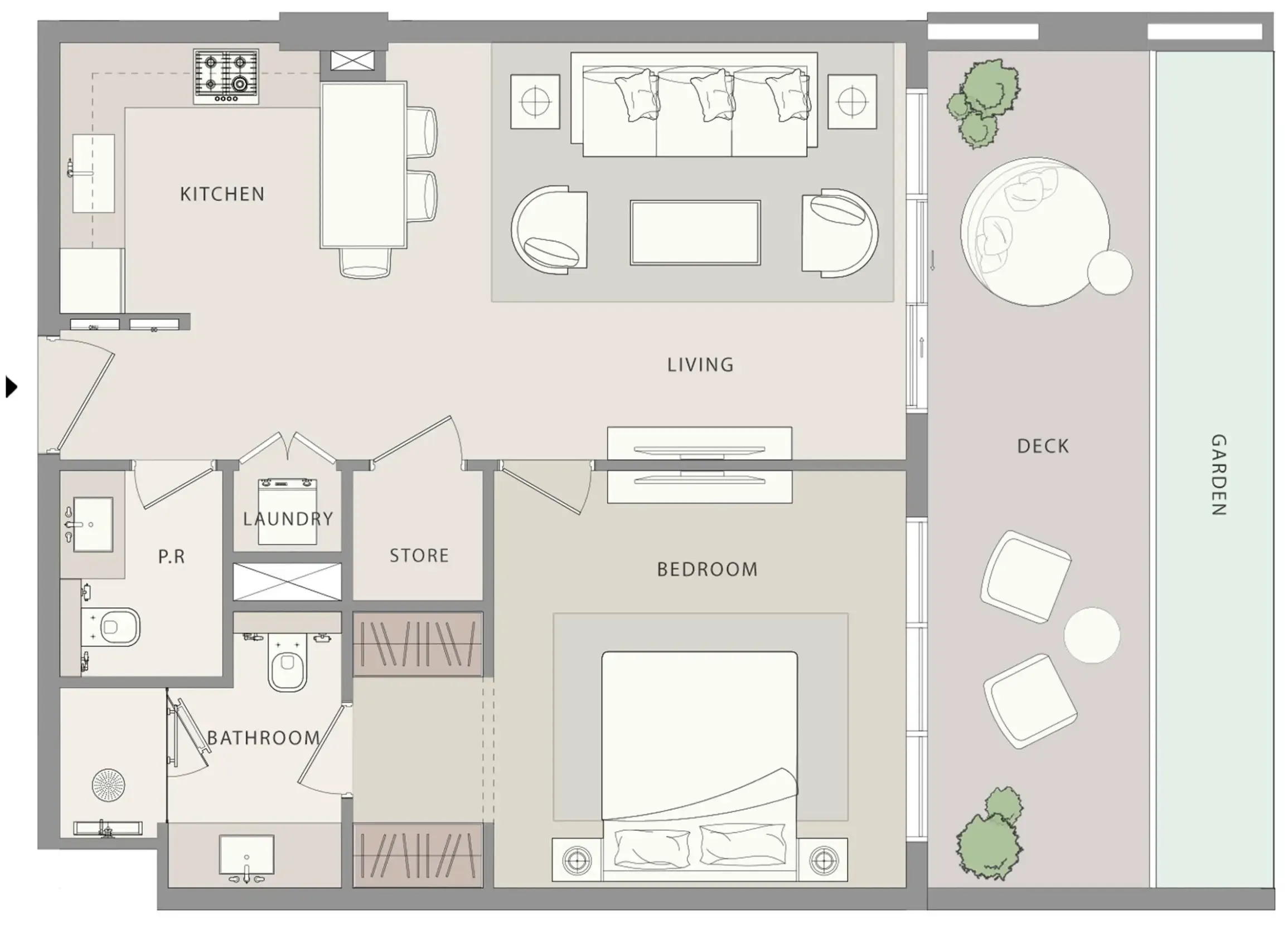 Uno-Luxe 1 bed floor plan, 946 sqft