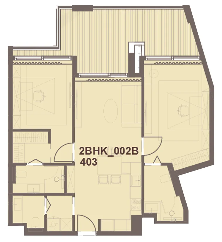 J-Haus Residence 2 bed floor plan, 1,069 sqft