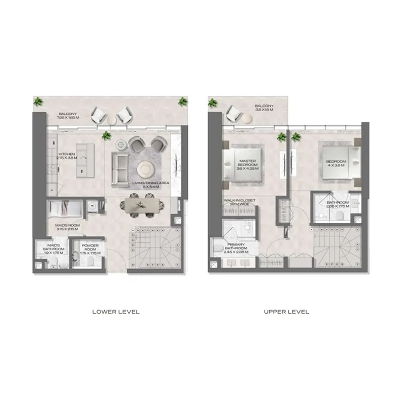 DWTN Residences 2 bed floor plan, 1,713 sqft