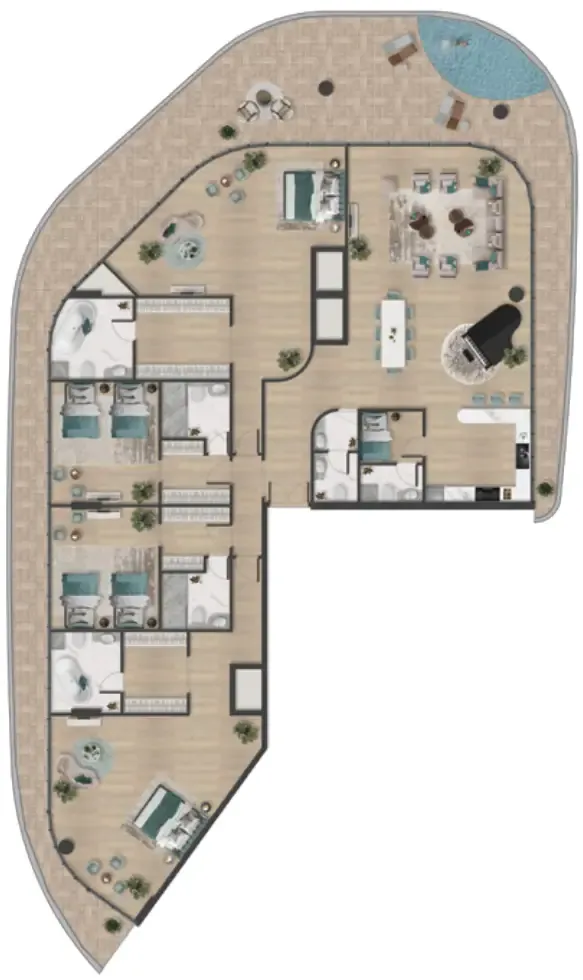 Pelagia 4 bed floor plan, 5,747 sqft