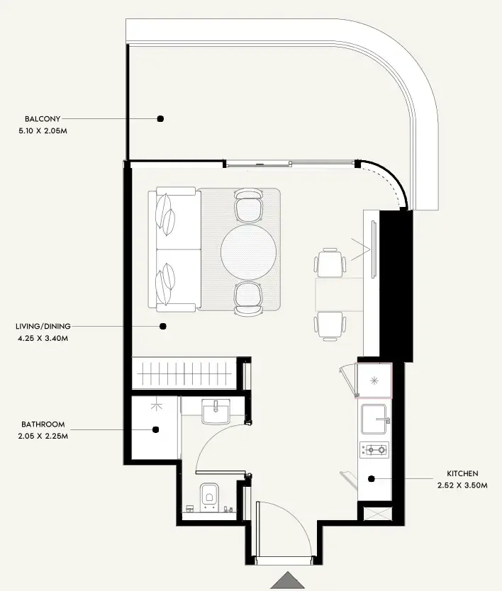 Azizi Milan Studio floor plan, 449 sqft