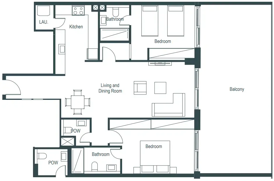 Whitestone Residences 2 bed floor plan, 1,531 sqft