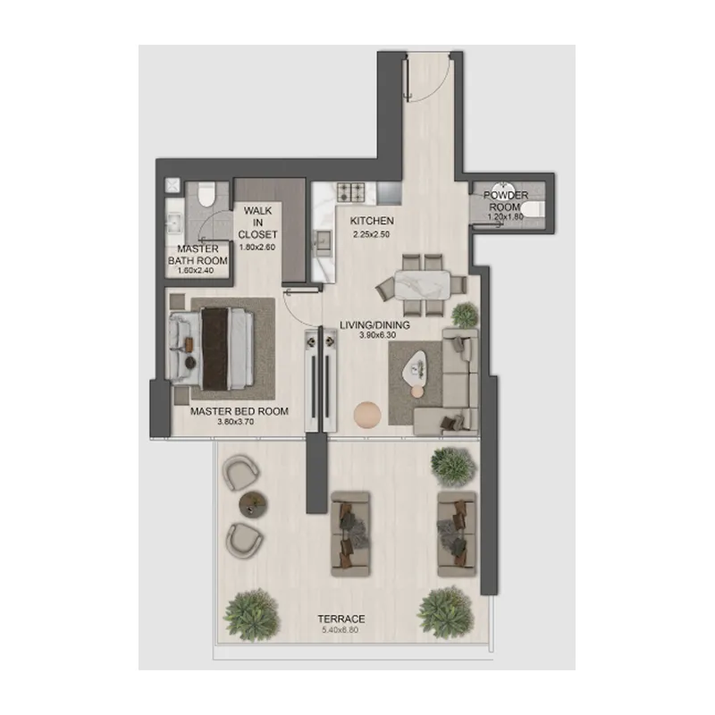 Nexara by 7th Key 1 bed floor plan, 1,007 sqft