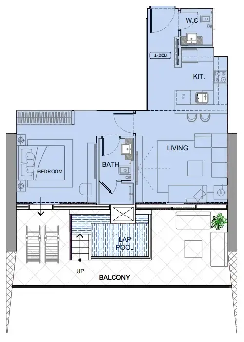 One by Binghatti 1 bed floor plan, 1,031 sqft