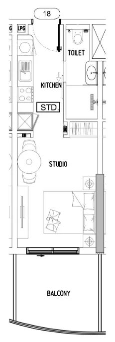 Damac Lagoons Views Phase 3 Studio floor plan, 403 sqft