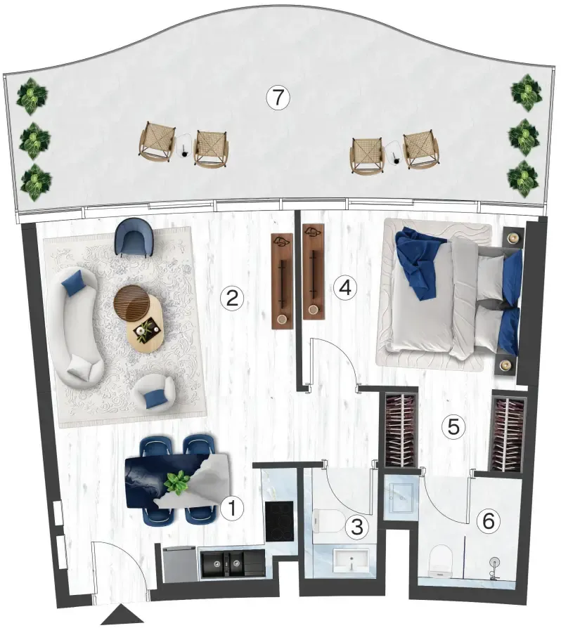 Radisson Blu Hotel & Residences 1 bed floor plan, 879 sqft