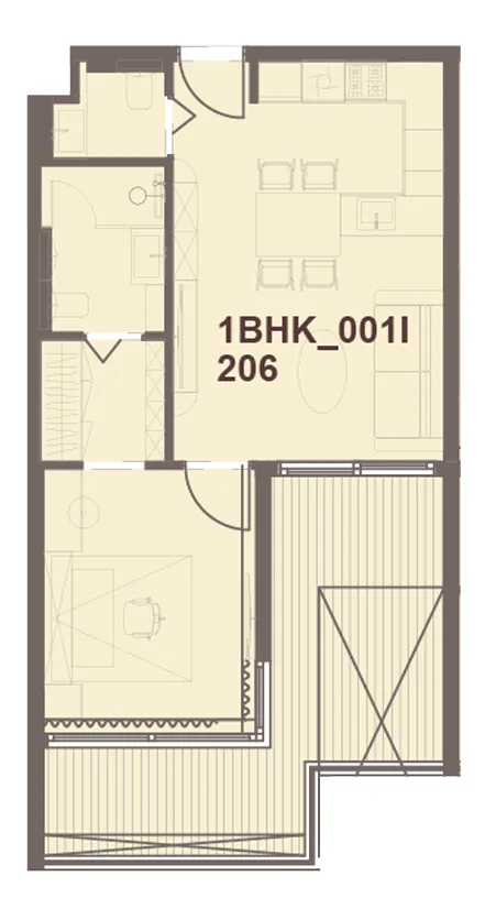 J-Haus Residence 1 bed floor plan, 716 sqft