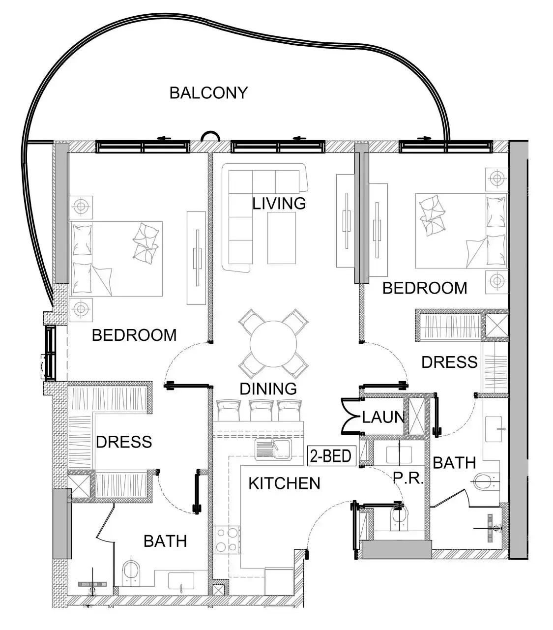 Valencia 2 bed floor plan, 1,159 – 1,179 sqft