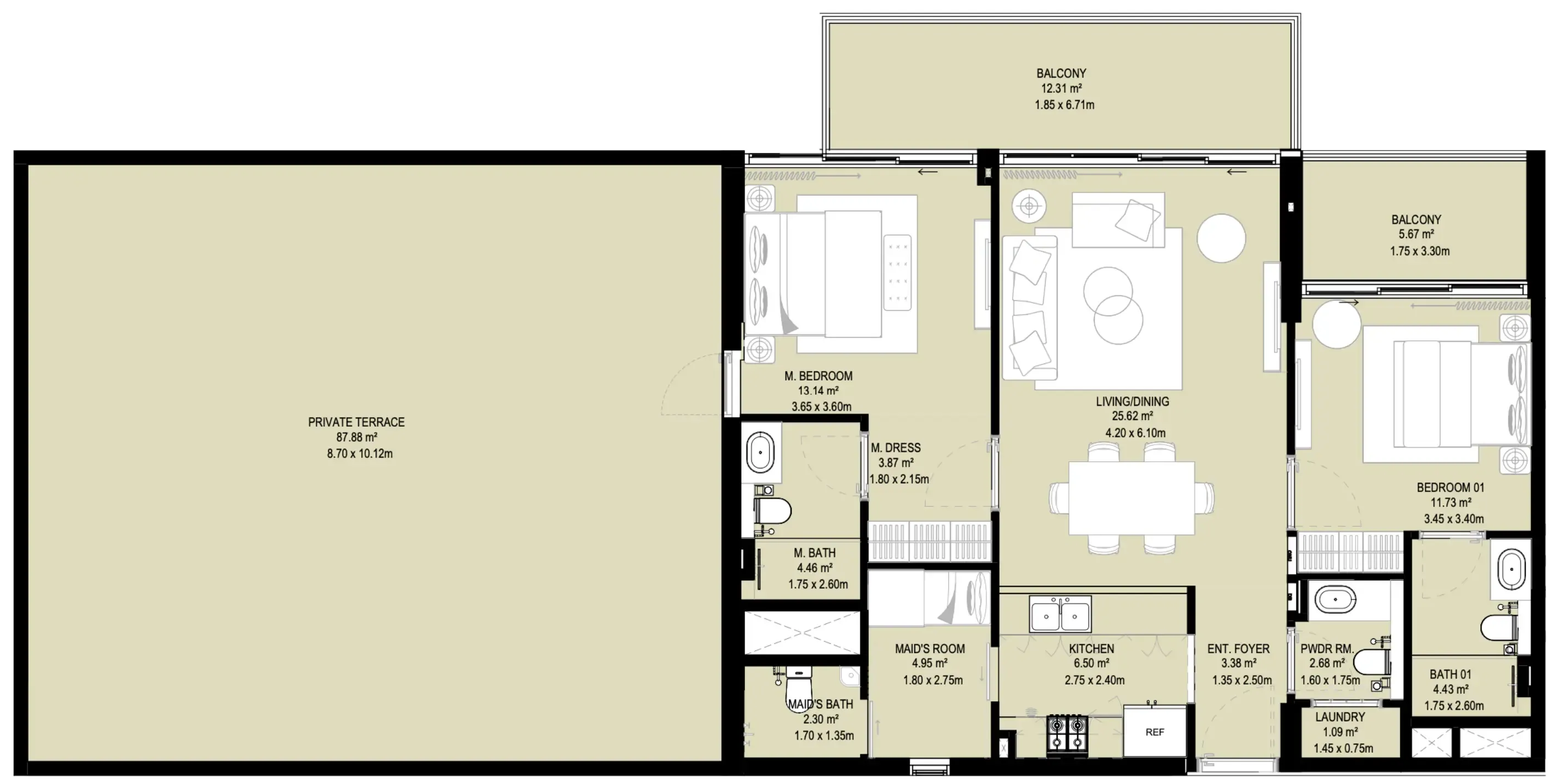Aura Prestige 2 bed floor plan, 2,231 sqft