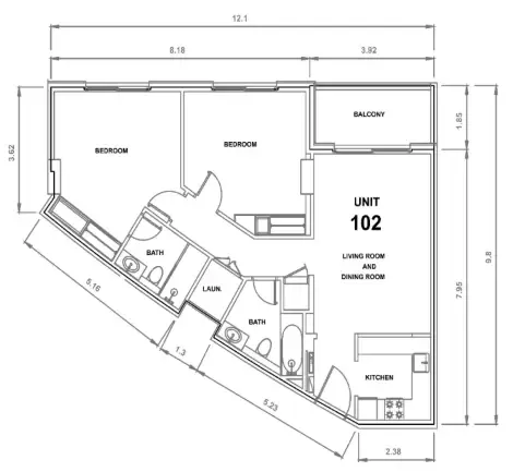 Majestique Residence 2 2 bed floor plan, 972 sqft
