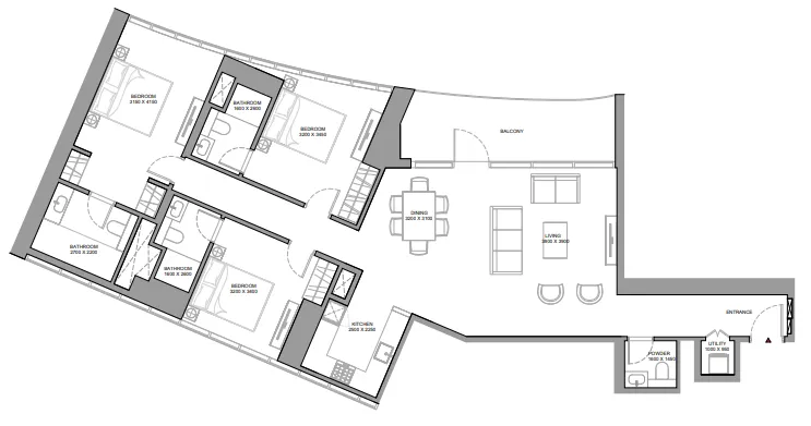 Skyvue Stellar 3 bed floor plan, 1,683 sqft