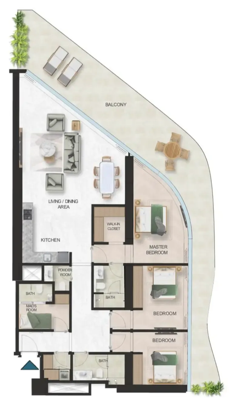Oystra 3 bed floor plan, 2,424 sqft