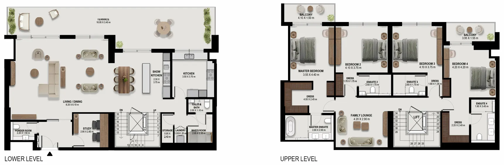 Boulevard Park at Wasl Gate 4 bed floor plan, 4,255 sqft