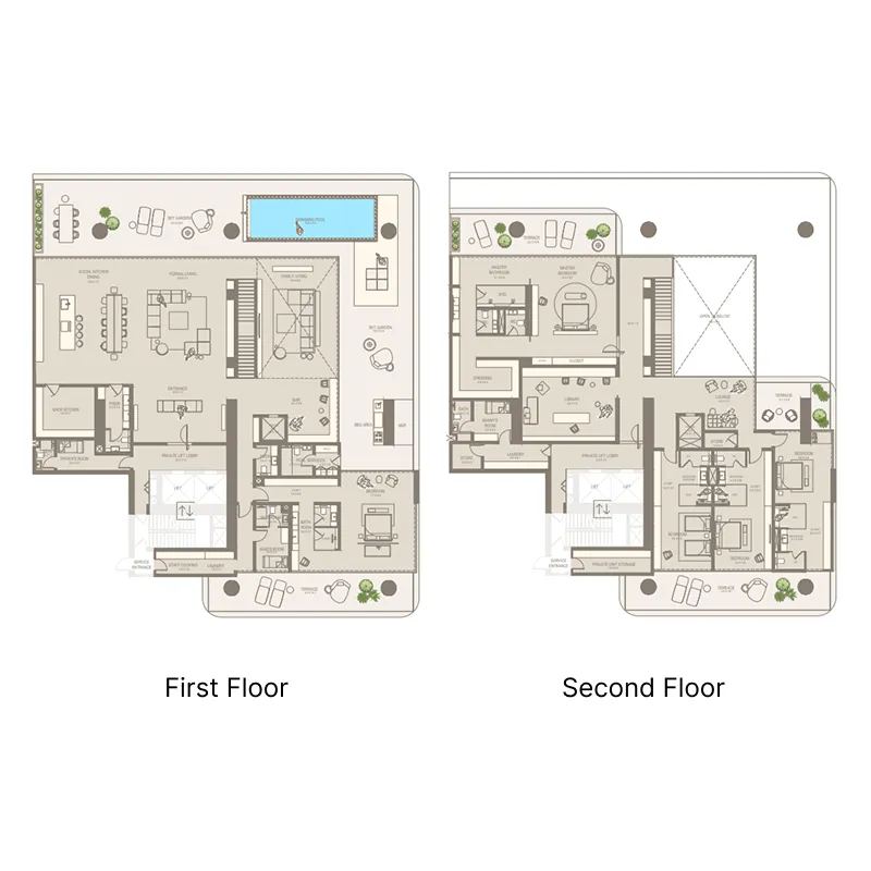 The Chedi Private Residences 5 bed floor plan, 15,918 sqft