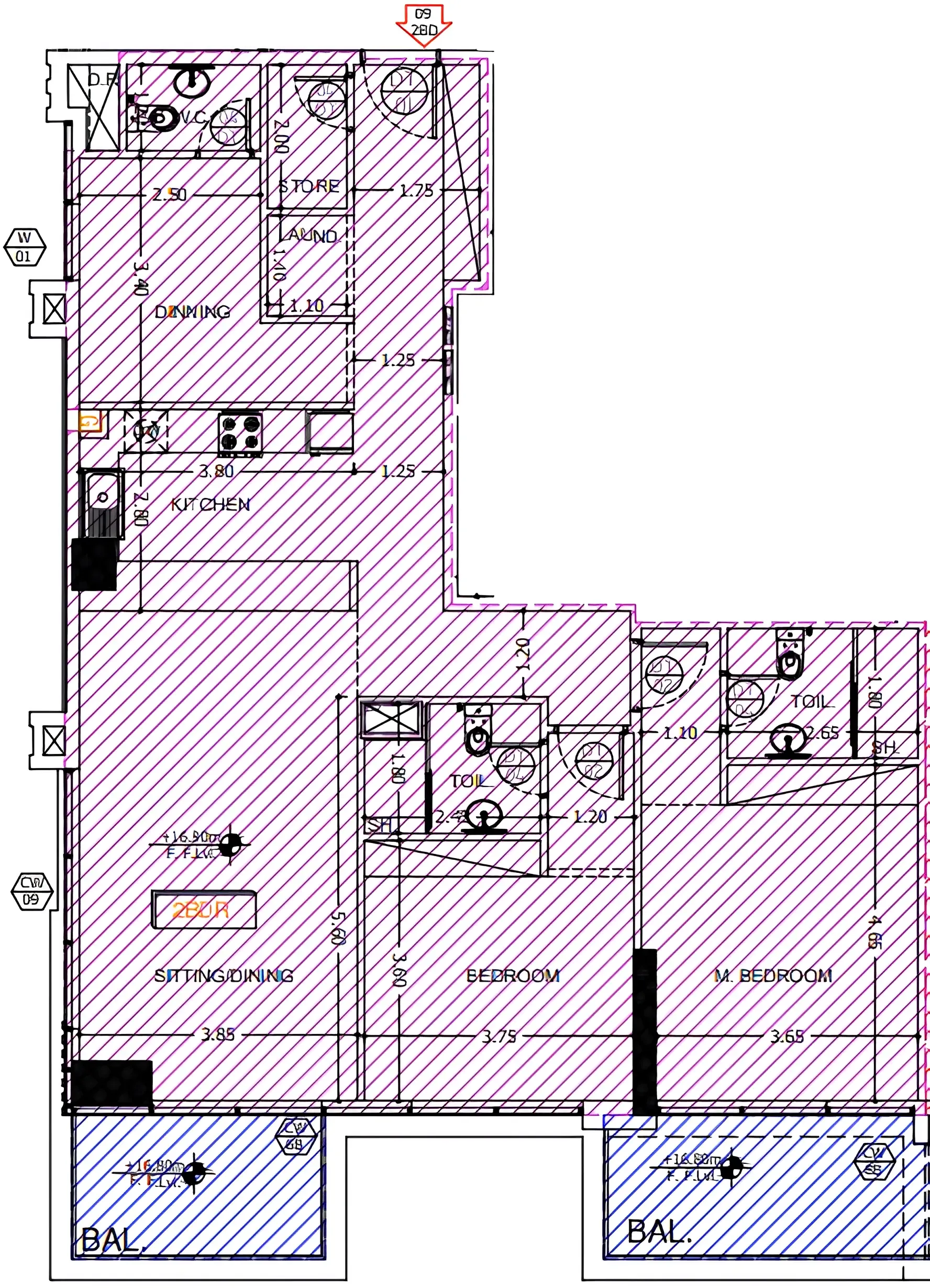 Sea View Residence 2 bed floor plan, 1,500 sqft