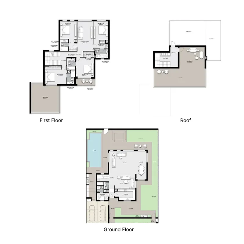 Hayyan 4 bed floor plan, 5,457 sqft