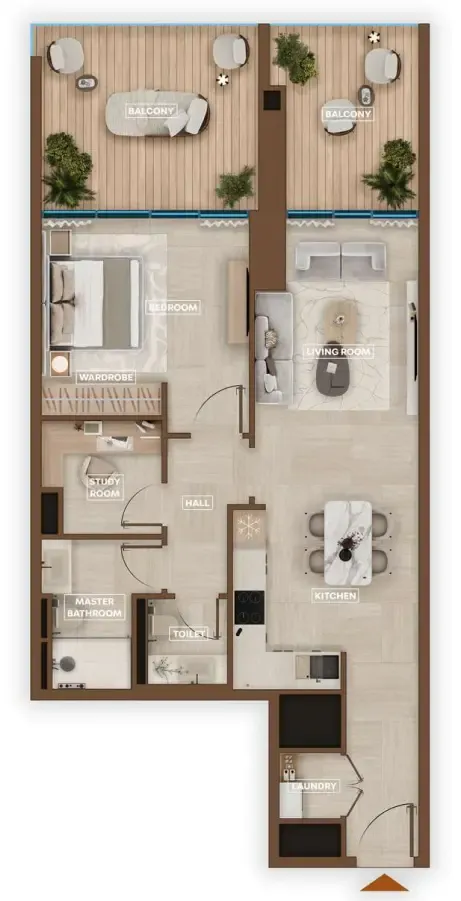 Sky Hills Astra 1 bed floor plan, 998 sqft
